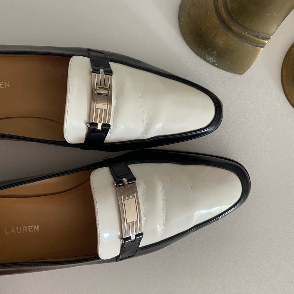 Ralph Lauren Black and White Classic Loafers - Picture 2 of 5